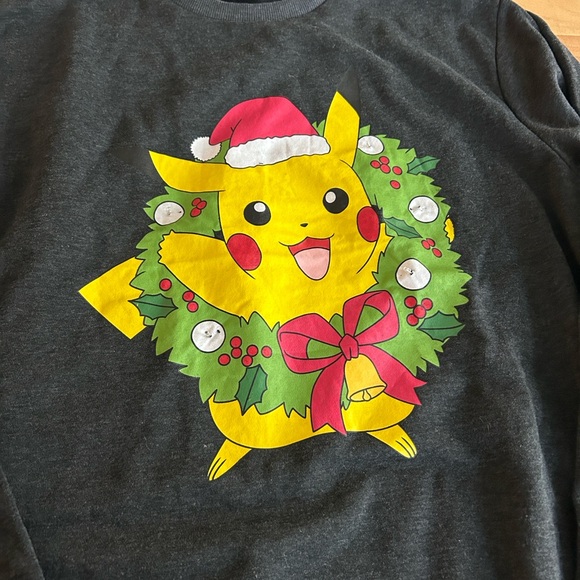 Pokemon Nintendo Dark Gray Unisex Light Up Ugly Christmas Pikachu Sweatshirt Lrg - Picture 3 of 13